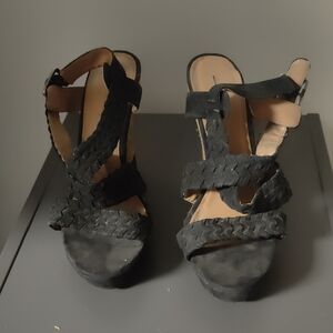 Call It Spring Black Woven Wedges